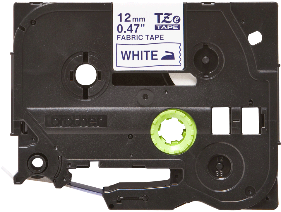 Oriģinālā Brother TZe-FA3 gludināmas auduma lentes kasete – zilas drukas balta, 12mm plata 2